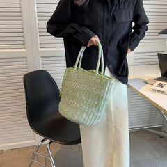 Straw Summer Shoulder Bags for Women Hollow Beach Lady Shopper Bag