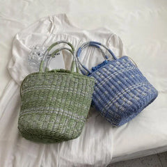 Straw Summer Shoulder Bags for Women Hollow Beach Lady Shopper Bag