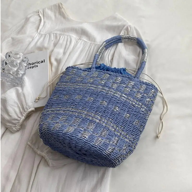 Straw Summer Shoulder Bags for Women Hollow Beach Lady Shopper Bag