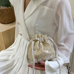 Straw Weave Bucket Bags Rattan Women Summer Beach Shoulder Bags Handbags Totes