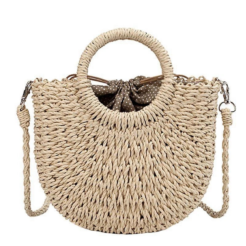 Vintage Straw Crossbody Handbag Summer Beach Bag