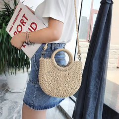 Vintage Straw Crossbody Handbag Summer Beach Bag