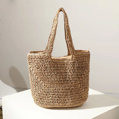 Large Capacity Straw Bag for Seaside Vacation Beach