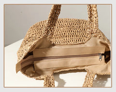 Large Capacity Straw Bag for Seaside Vacation Beach