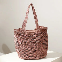 Large Capacity Straw Bag for Seaside Vacation Beach