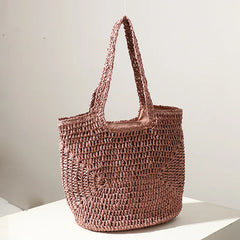 Large Capacity Straw Bag for Seaside Vacation Beach