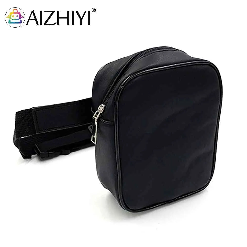 Unisex Street Crossbody Belt Bag PU Leather Small Purse Zipper Outdoor Hiking