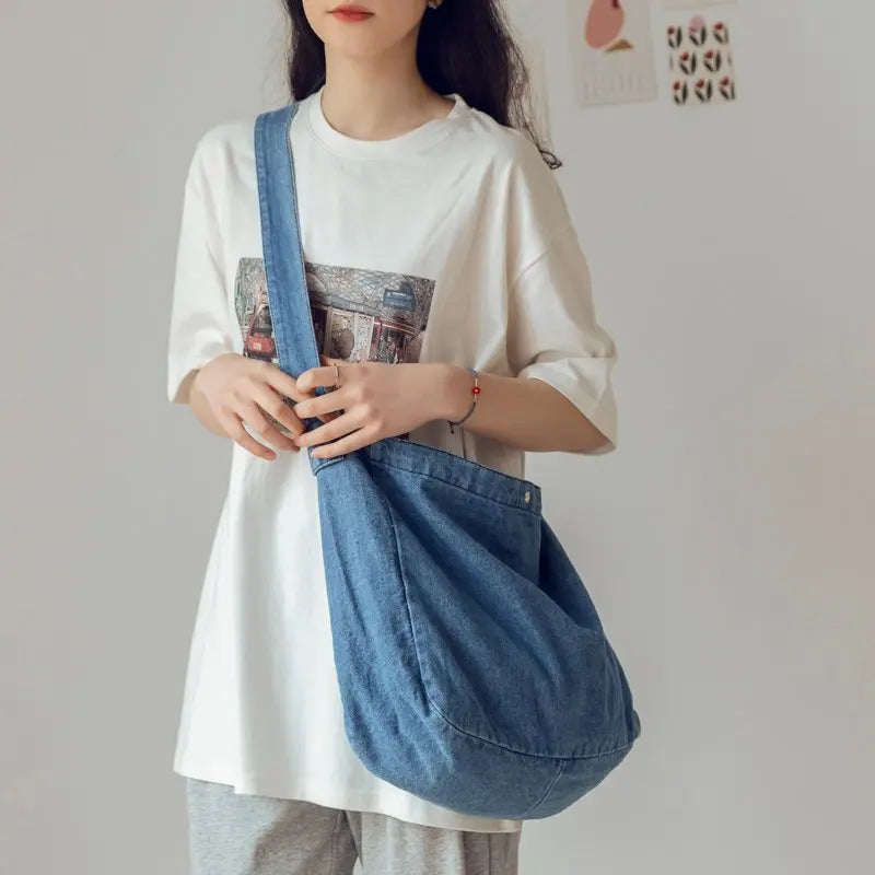 Harajuku High Capacity Cowboy Crossbody Bag Retro Casual Female Tote