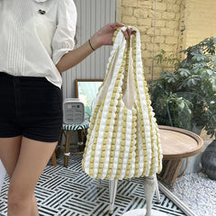 Stripe Bubble Shoulder Bag For Women Large Capacity