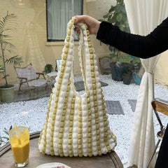 Stripe Bubble Shoulder Bag For Women Large Capacity