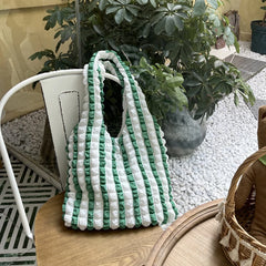 Stripe Bubble Shoulder Bag For Women Large Capacity