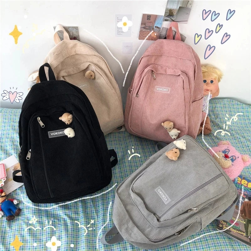 Teen Striped Corduroy Backpack