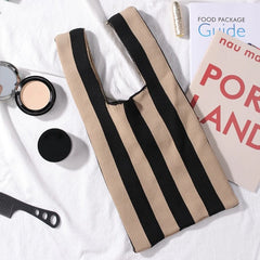 Stripe Shoulder Bag Tote for Women Purse Satchel Travel Bag