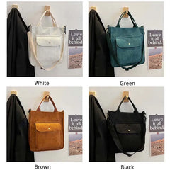 Striped Corduroy Bag Lightweight Shoulder Bag Large Capacity Messenger Bag