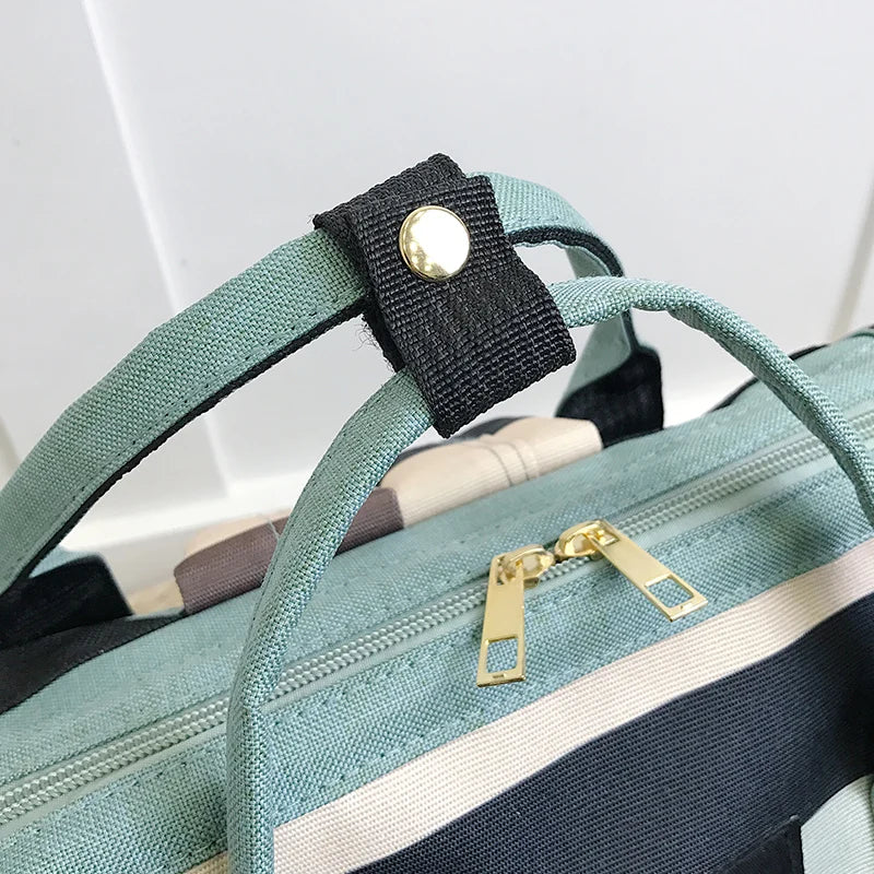 Striped Mummy Bag Multi-Function Maternal and Child Package Backpack