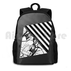 Stripes N Marble Grey Gray Outdoor Hiking Backpack Waterproof Camping