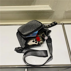 Studded Crossbody Bag Waist Pack PU Leather Chest Bag