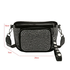 Studded Crossbody Bag Waist Pack PU Leather Chest Bag