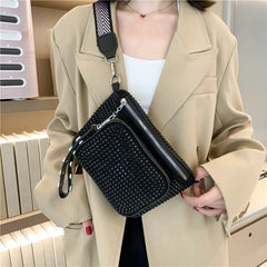 Studded Crossbody Bag Waist Pack PU Leather Chest Bag