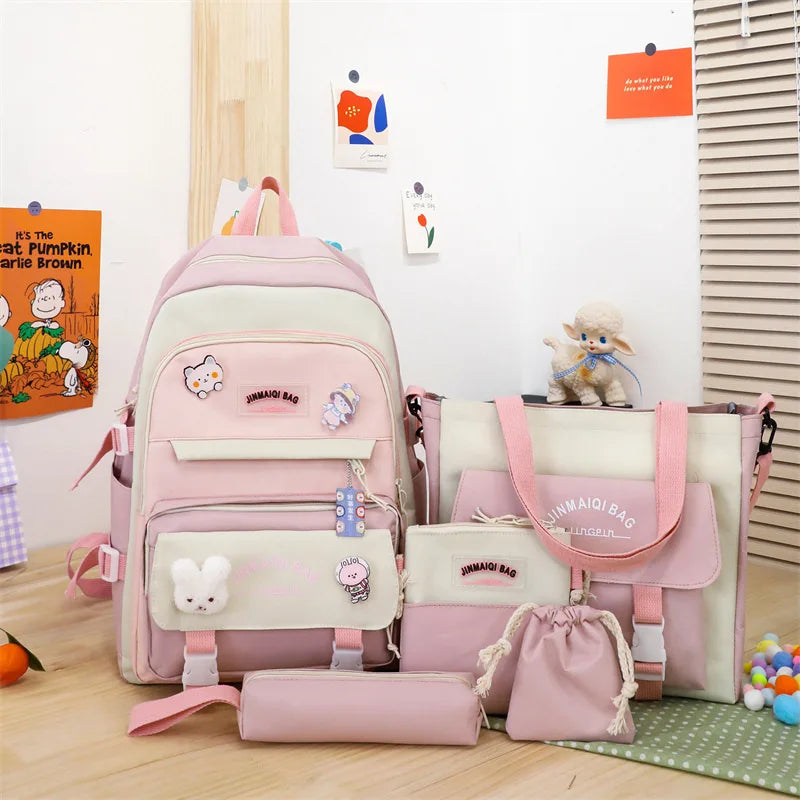 Student Girls School Bag Set High-Capacity Teen Girl Schoolbag