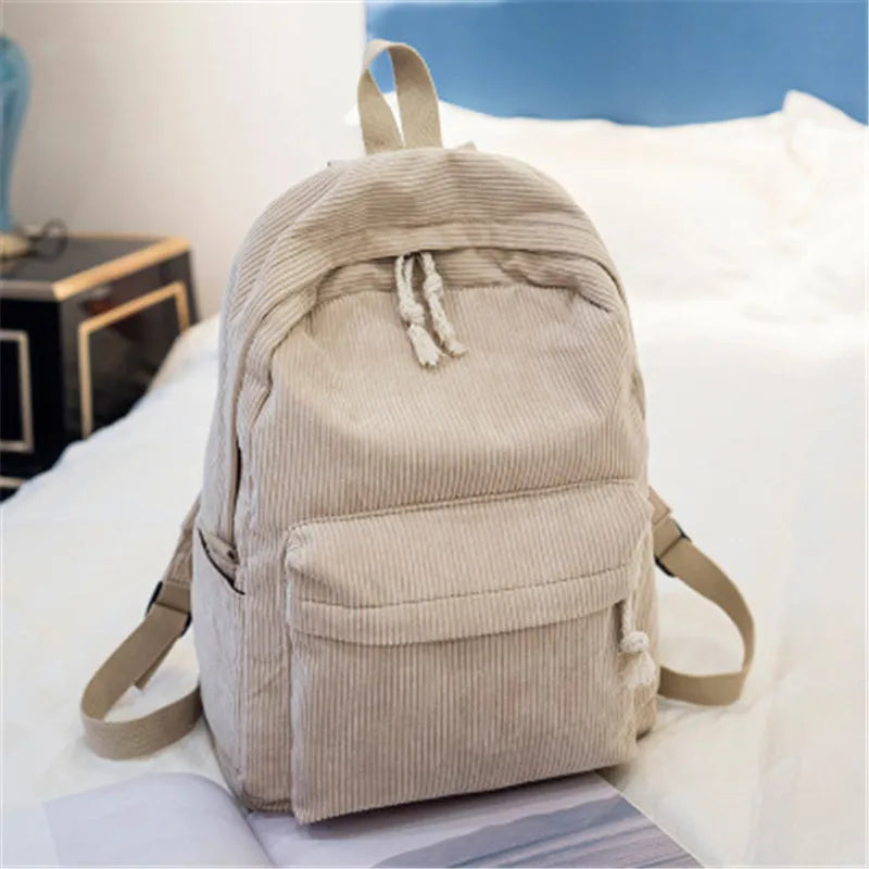 Girls Corduroy School Backpack