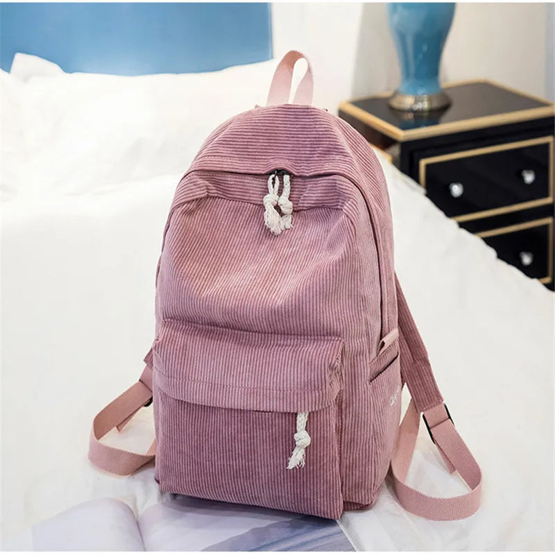 Girls Corduroy School Backpack