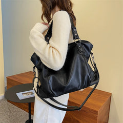 Stylish Large Women's Shoulder Bag Soft Leather High Capacity Tote Hand