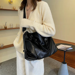Stylish Large Women's Shoulder Bag Soft Leather High Capacity Tote Hand