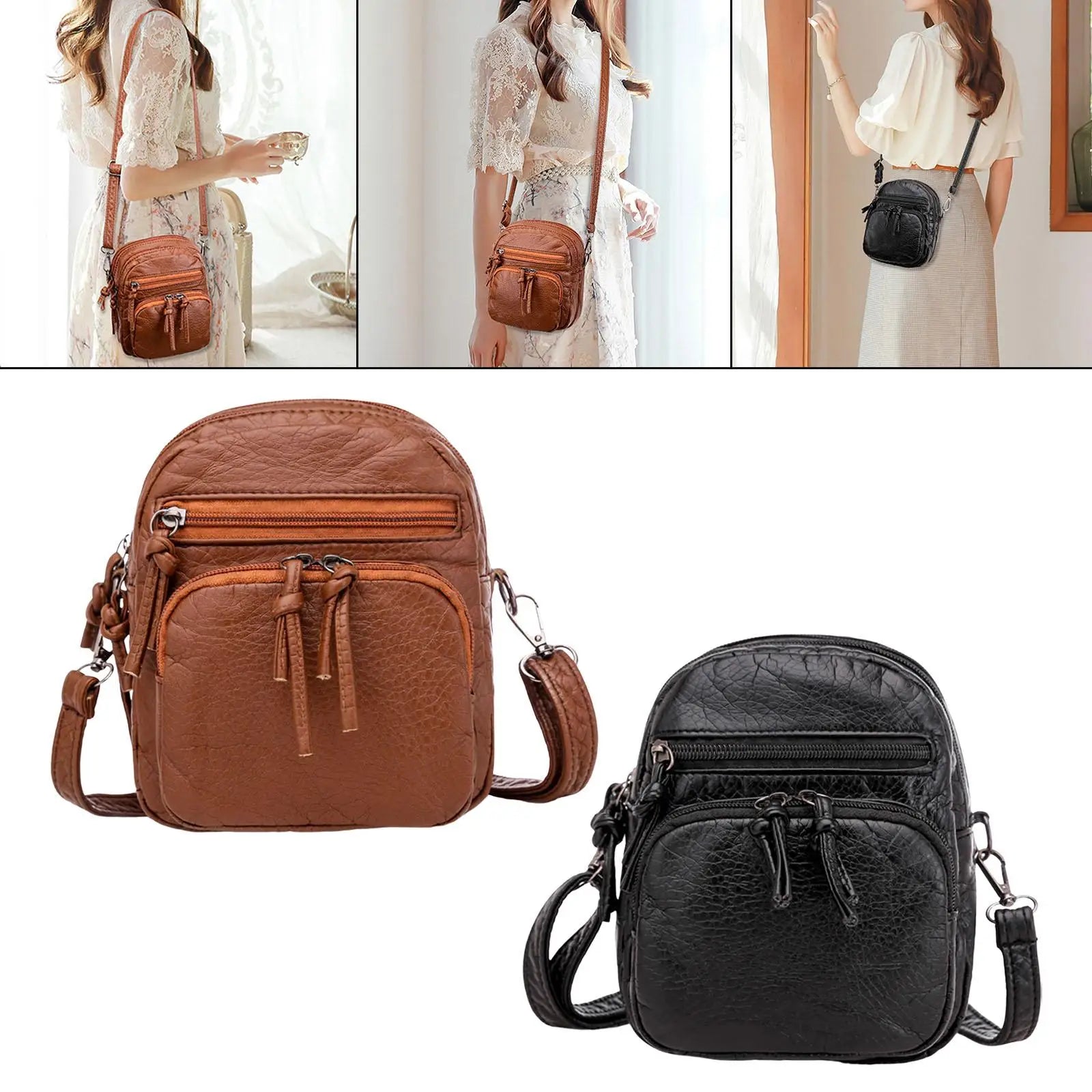 Stylish Soft PU Shoulder Bag Purse Tote Zipper Notebooks Ladies Handbag