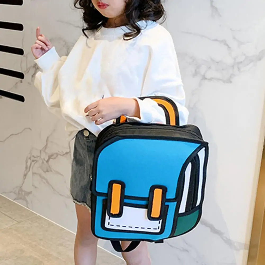 Stylish Teenager Backpack Lightweight Comic Bookbag Smooth Zipper