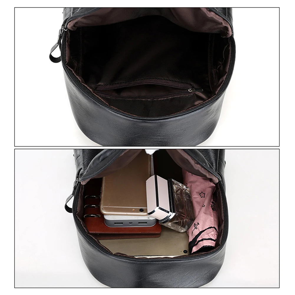 Women Backpack Preppy Style Rucksack PU Leather Handbags