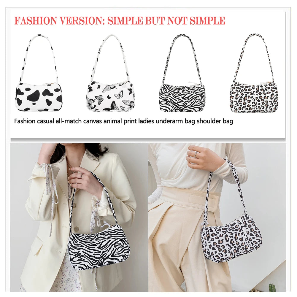 Animal Printing Canvas Shoulder Bag for Daily Shopping
