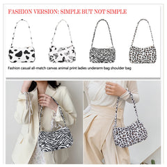 Animal Printing Canvas Shoulder Bag for Daily Shopping