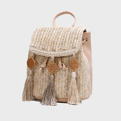 Women Straw Backpack Shoulder Messenger Bags