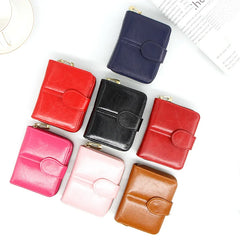 Stylish Short Zipper Purse Oil Wax Bag