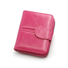 Stylish Short Zipper Purse Oil Wax Bag
