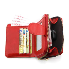 Stylish Short Zipper Purse Oil Wax Bag