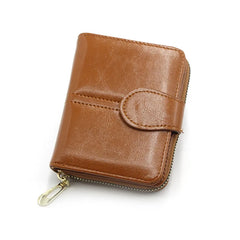 Stylish Short Zipper Purse Oil Wax Bag