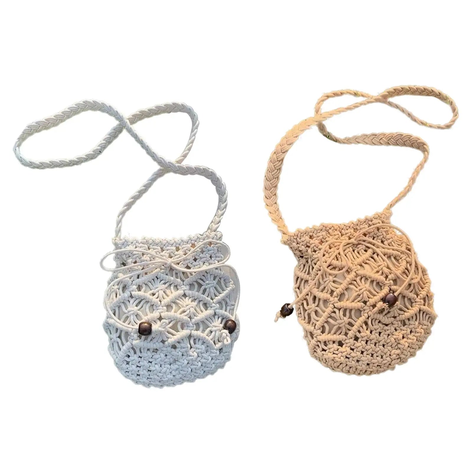 Stylish Woven Shoulder Bag Bucket Bag Phone Purse Mini Women's Summer Beach Hand