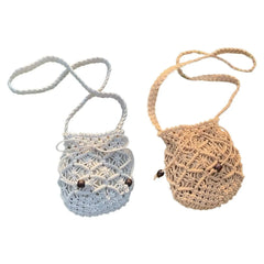 Stylish Woven Shoulder Bag Bucket Bag Phone Purse Mini Women's Summer Beach Hand