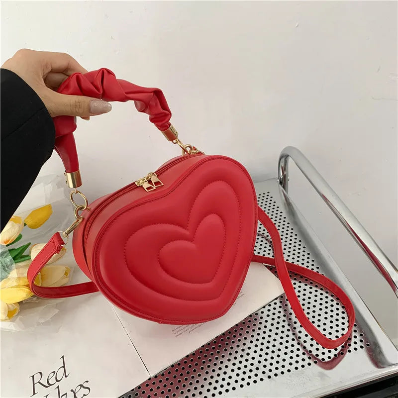 Summer Heart-shaped Shoulder Bags for Women PU Leather Crossbody Bags