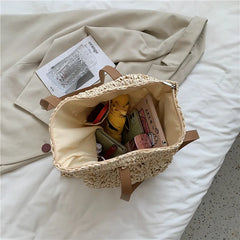 Women's Summer Beach Straw Woven Shopper Tote Shoulder Bag