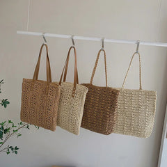Women's Summer Beach Straw Woven Shopper Tote Shoulder Bag