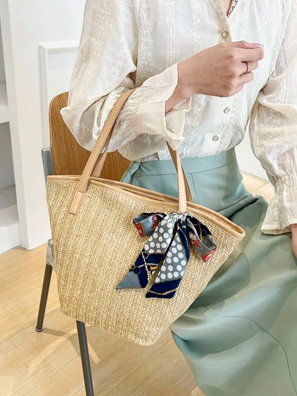 Summer Women's Straw Shoulder Beach Tote Bag Large Capacity Handbag