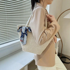 Summer Women's Straw Shoulder Beach Tote Bag Large Capacity Handbag