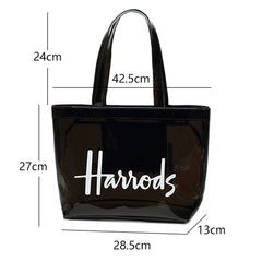 Clear Tote Jelly Handbags with Zipper Closure PVC Washable Shoulder Bags