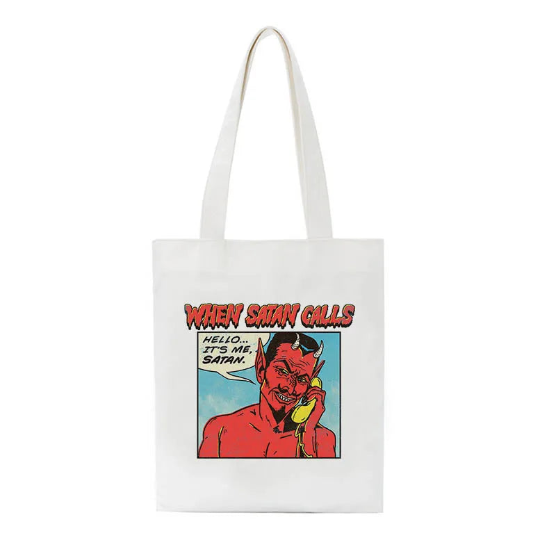 Summer Devil Satan Casual Women Canvas Fun Punk Harajuku Large-capacity