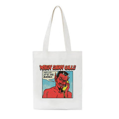 Summer Devil Satan Casual Women Canvas Fun Punk Harajuku Large-capacity