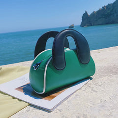 Green PU Leather Shoulder Bag Large Capacity Female Purse Handbag