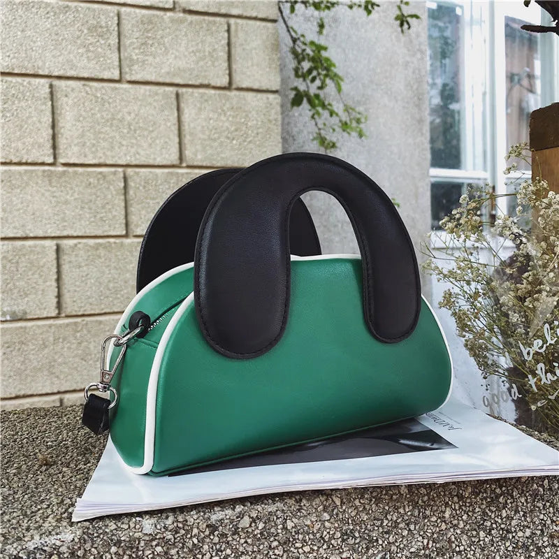 Green PU Leather Shoulder Bag Large Capacity Female Purse Handbag